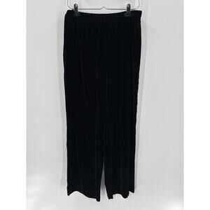 Vintage Past Times Velvet Pants Womens Medium Large Black 90s Stretch Silk Blend